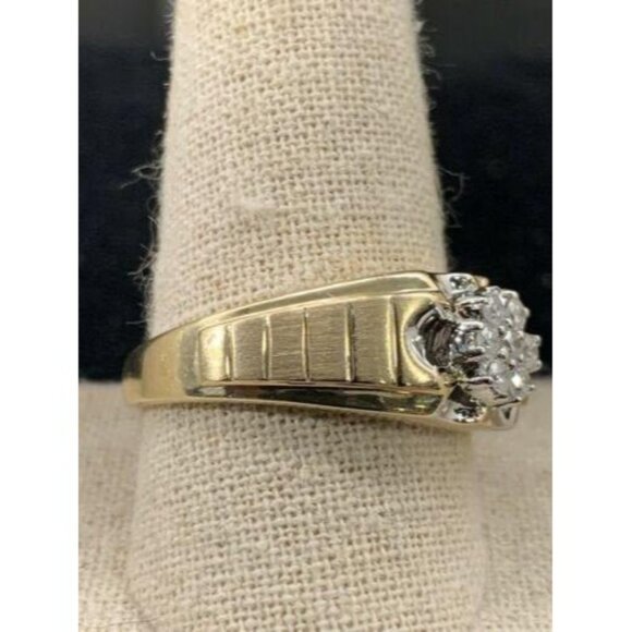 10K Yellow Gold Men's Diamond Cluster Ring Signed ZEI W/Appraisal Sz 9 1/2 (R142 - Picture 2 of 10